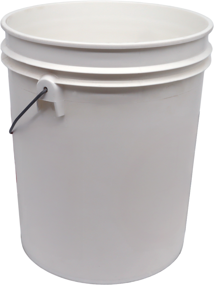 A red bucket with the home depot logo on it