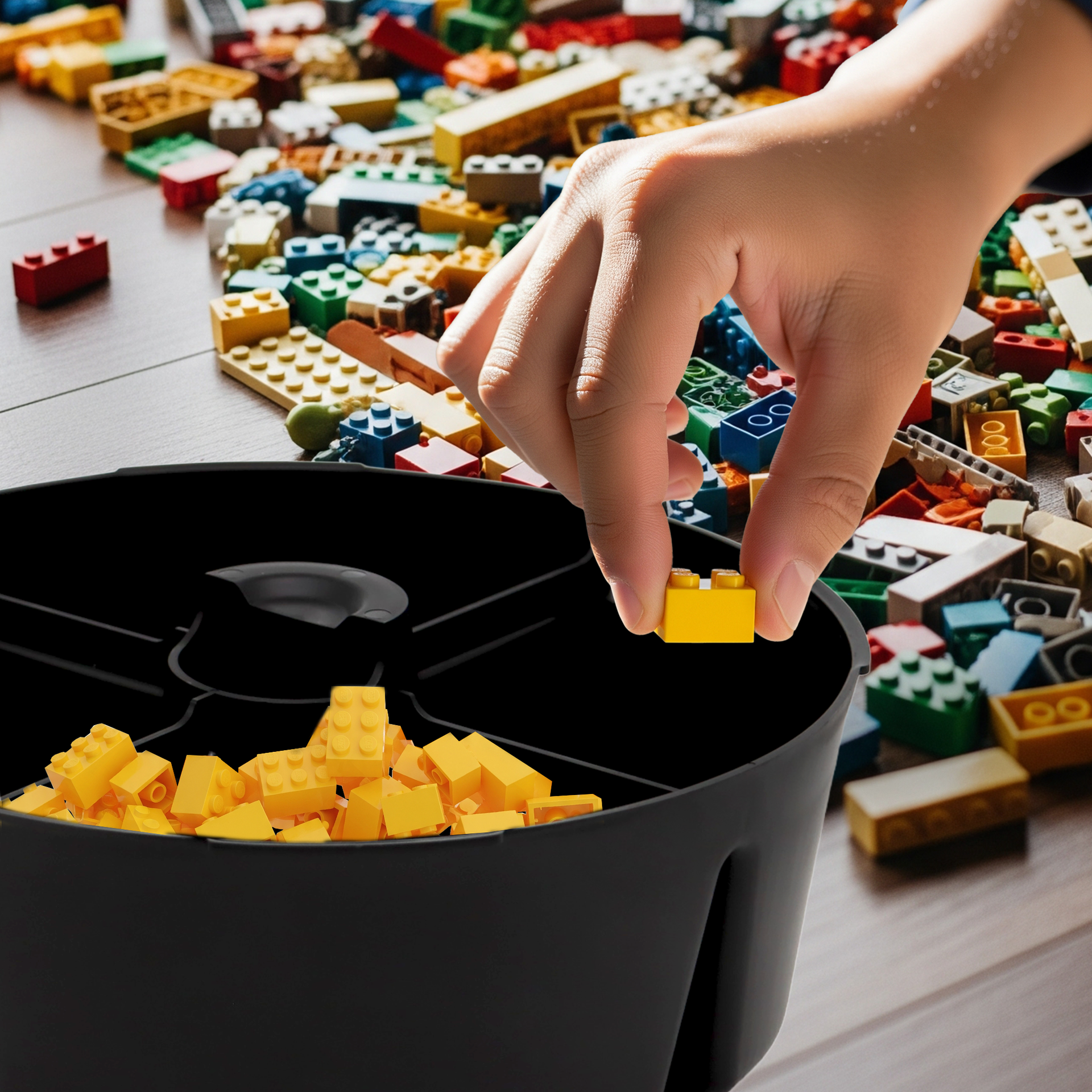 pail mate for small toys and blocks