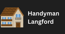 A logo for handyman langford with a house on it