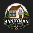 A logo for handyman langford with a house on it