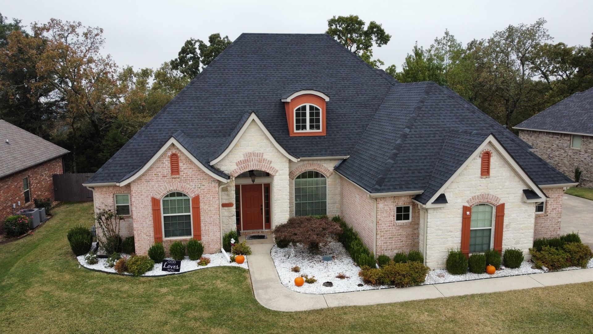 a house with a sign that says