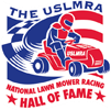 The logo for the uslmra national lawn mower racing hall of fame.