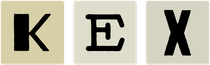 Three beige squares with the letters K, E, and X in black.