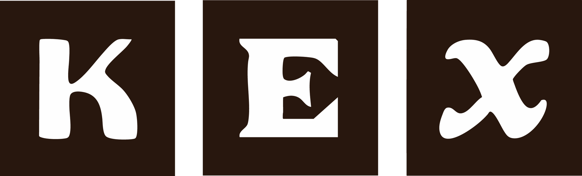 Brown square logo with the letters KEX in white.