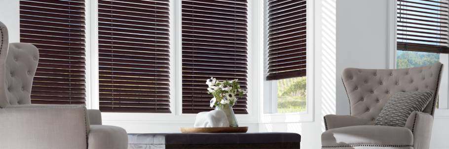 Faux versus genuine wood blinds for homes near Huntington, West Virginia (WV), including the best choice for wide windows