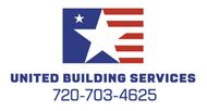 United Building Services logo with red, white and blue star flag icon and phone number 720-703-4625