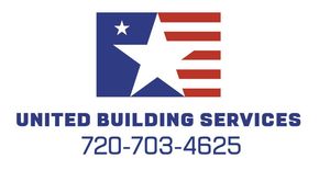 United Building Services logo with red, white and blue star flag icon and phone number 720-703-4625