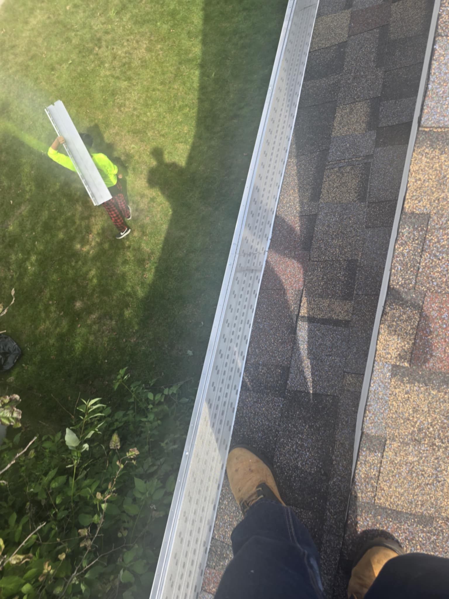 Close-up view of high-quality gutter guards installed for leaf protection in Middleton WI.