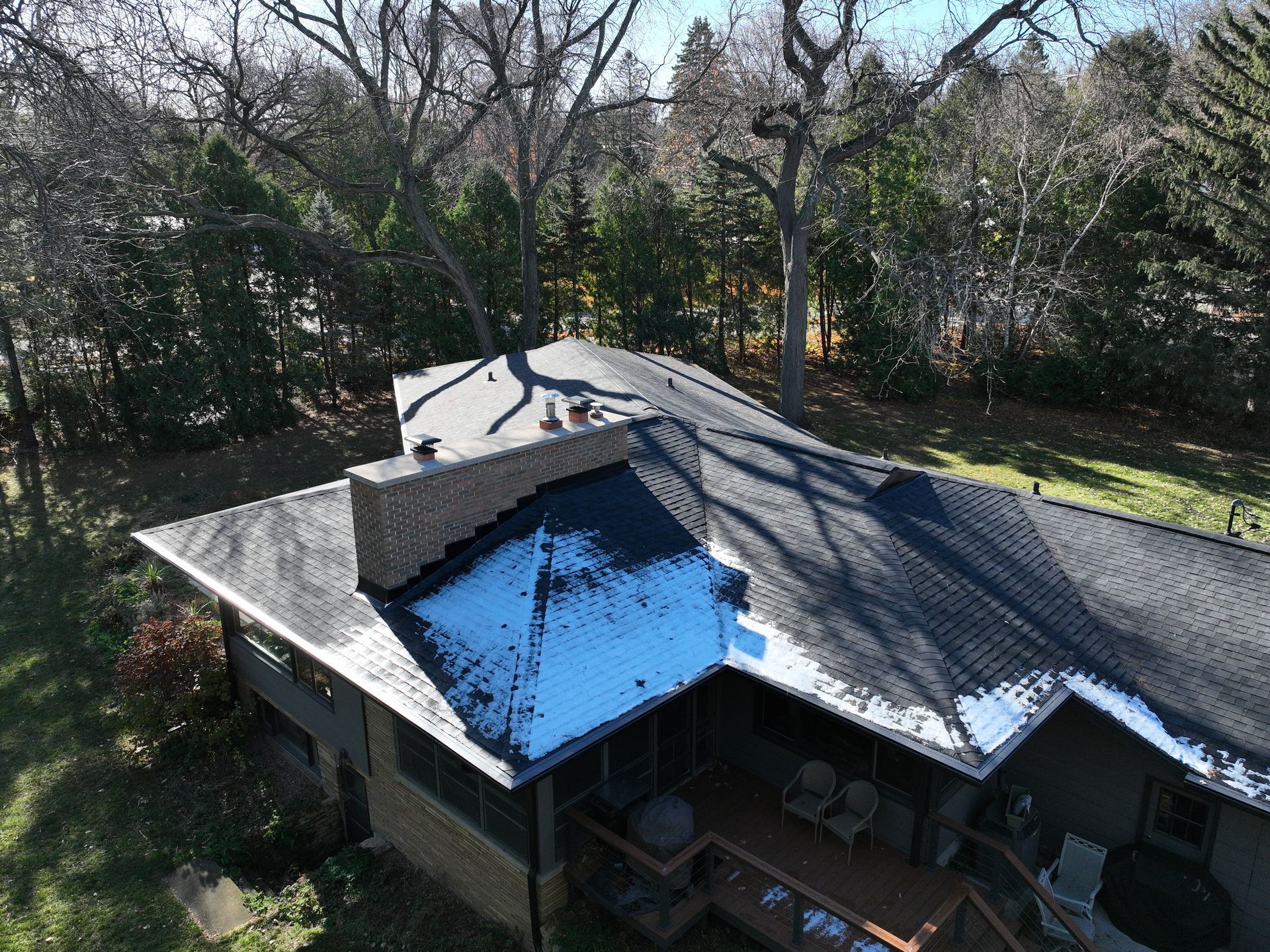 Complete residential roof replacement featuring new architectural shingles on a Mt. Horeb home.