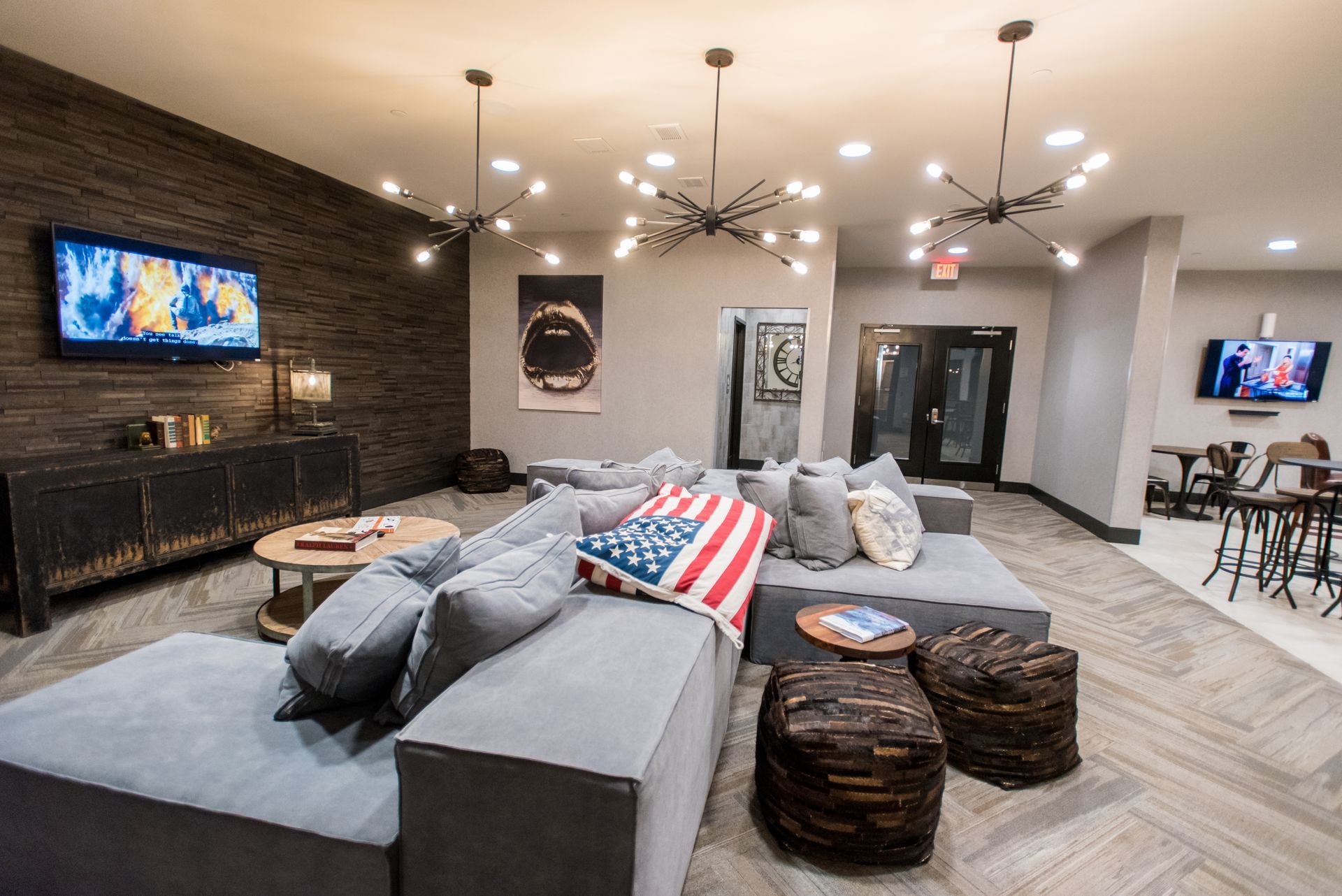 A living room filled with furniture and a television.