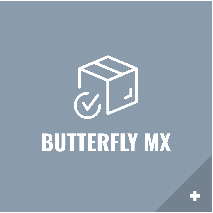 A logo for butterfly mx shows a box with a check mark on it.
