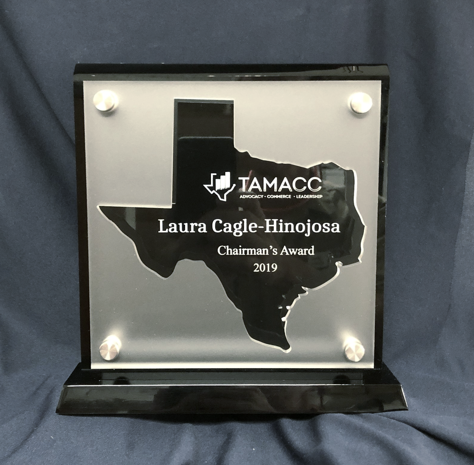 Texas Acrylic award for Texas Association of Mexican American Chambers of Commerce