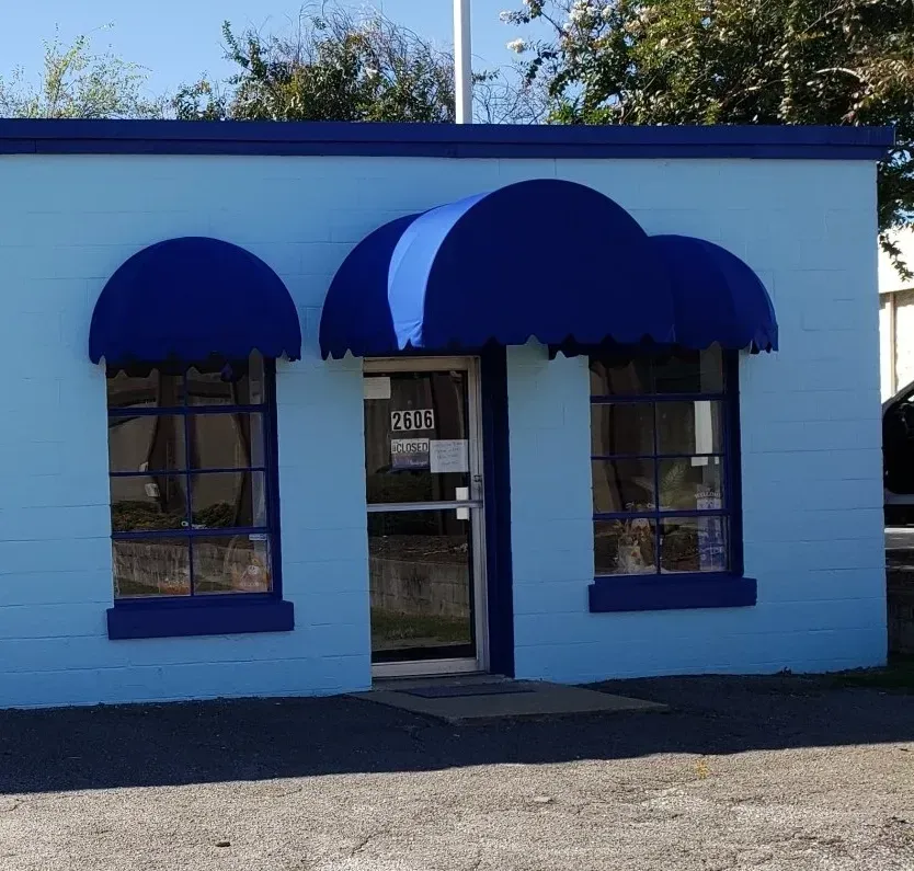 Blue Quarter Sphere Awning — Decatur, AL — Evans Awnings