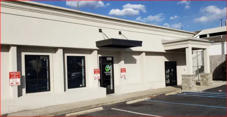 Small Brown Overhead Rod Canopy Over the Door — Decatur, AL — Evans Awnings
