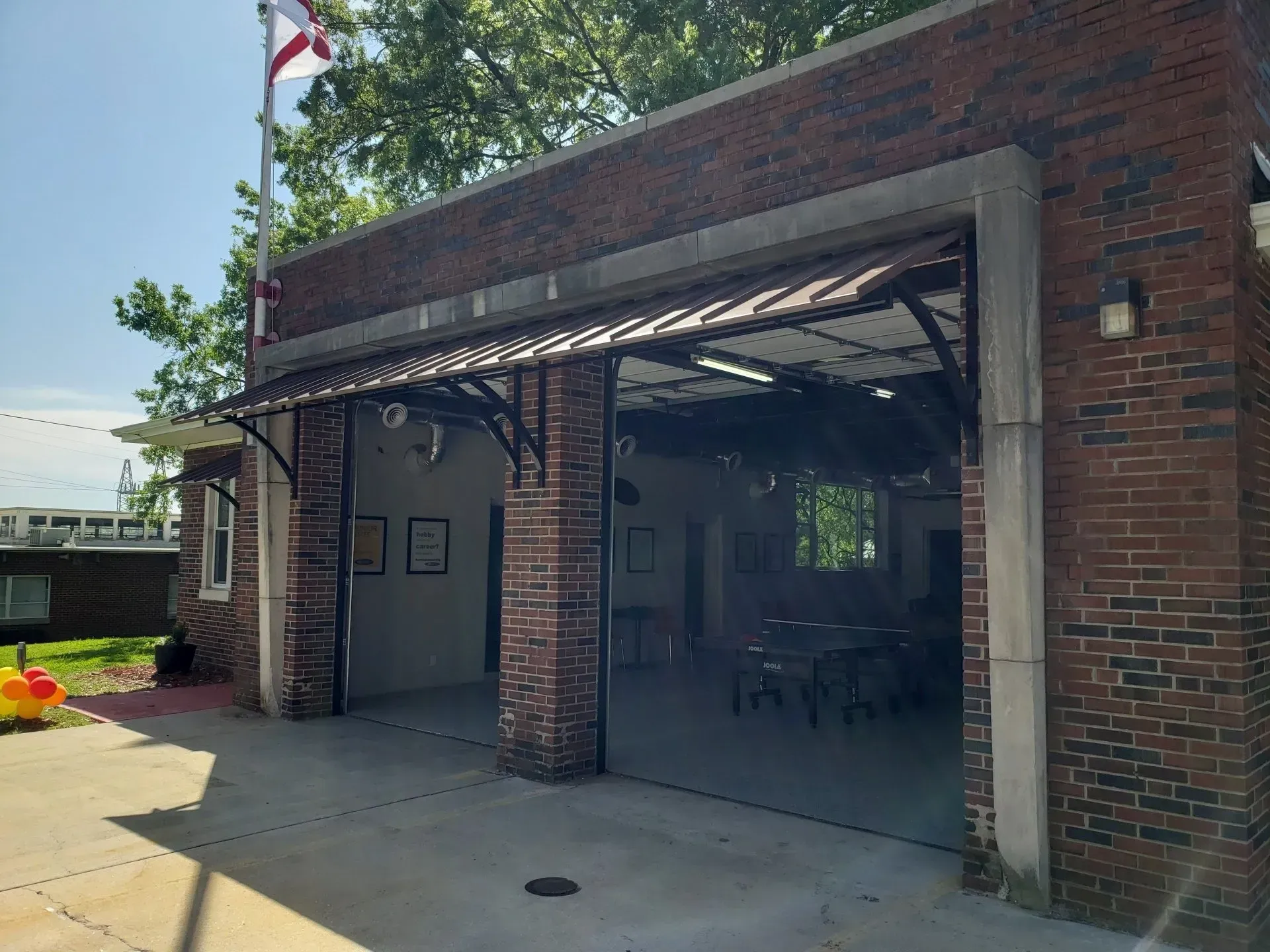 Table Tennis Area with Brown Awning — Decatur, AL — Evans Awnings