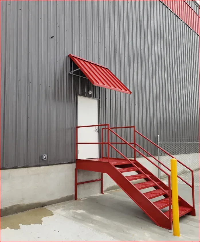 Red Stairs and Standing Seam Awning — Decatur, AL — Evans Awnings