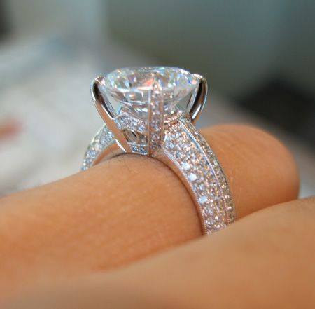 large diamond engagement ring on finger