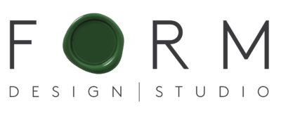 The logo for form design studio has a green circle in the middle.