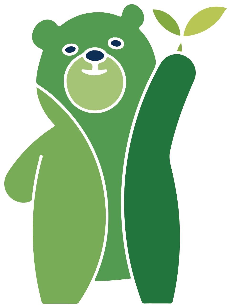 綠熊揮手,手裡拿著嫩芽。