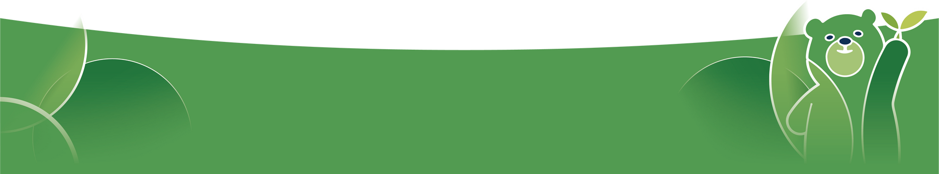 綠色的熊在綠白相間的風景中微笑。