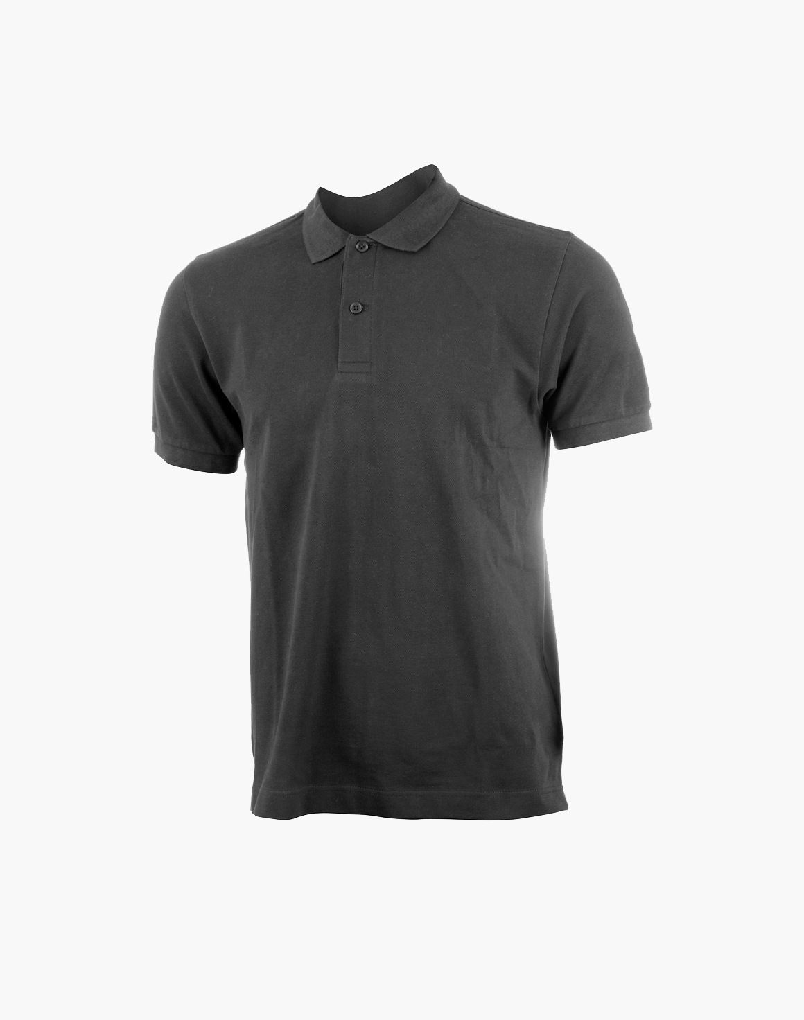 A Black Polo Shirt With Short Sleeves and a Collar on a White Background — Tableland Workwear In Tolga, QLD