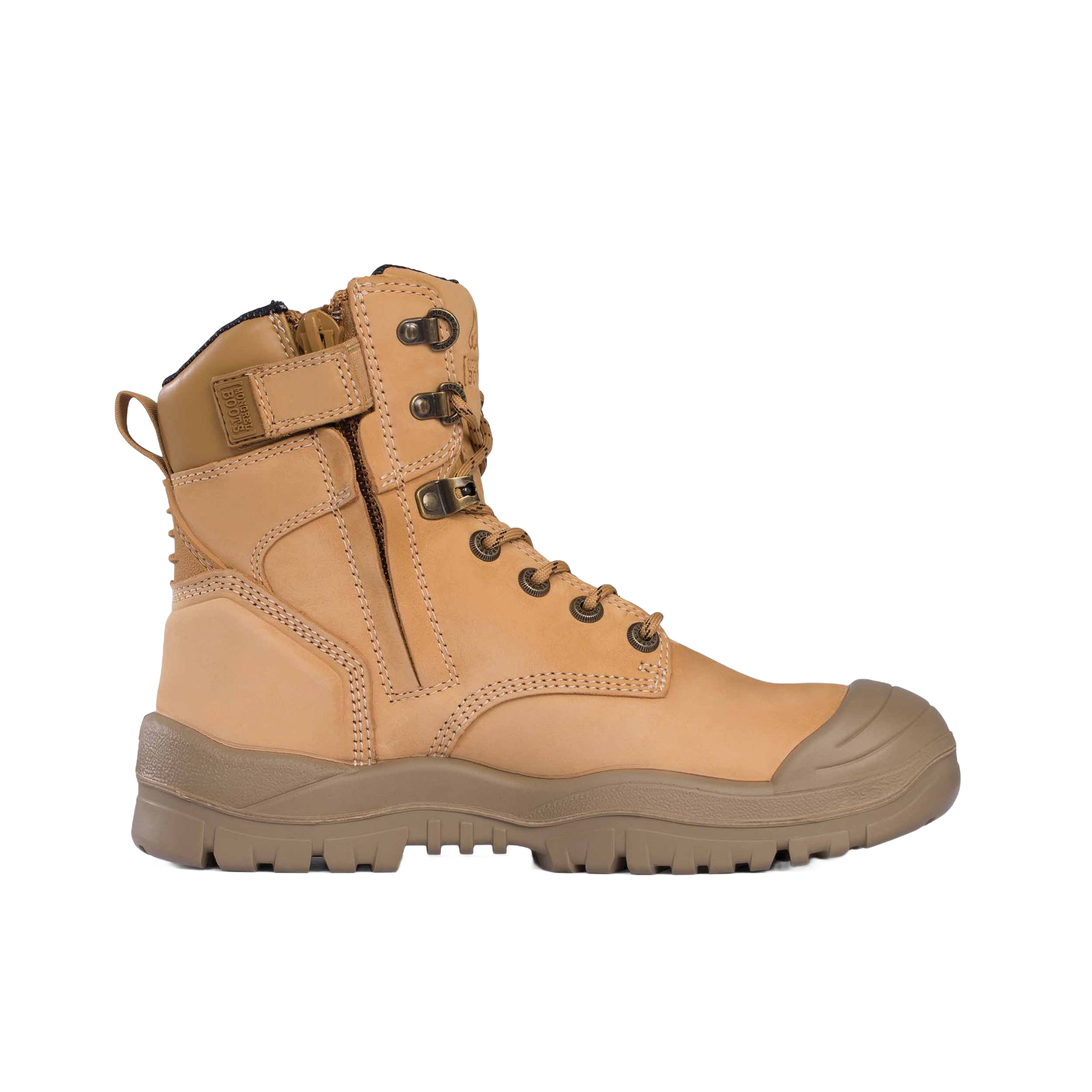 A Pair of Black Boots on a Blue Background — Tableland Workwear In Tolga, QLD