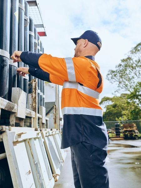 The Front And Back Of A Black Sweatshirt On A Blue Background — Tableland Workwear In Tolga, QLD