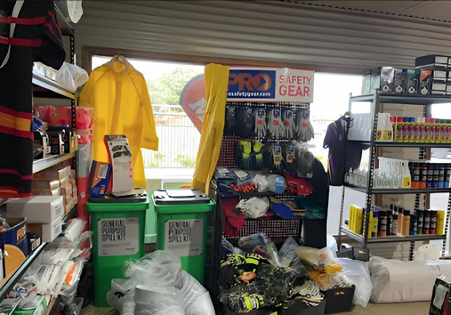 A Store Filled With Lots of Safety Gear Including a Yellow Raincoat — Tableland Workwear In Tolga, QLD