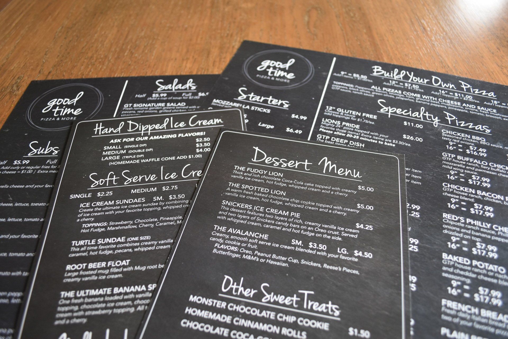 A bunch of menus are stacked on top of each other