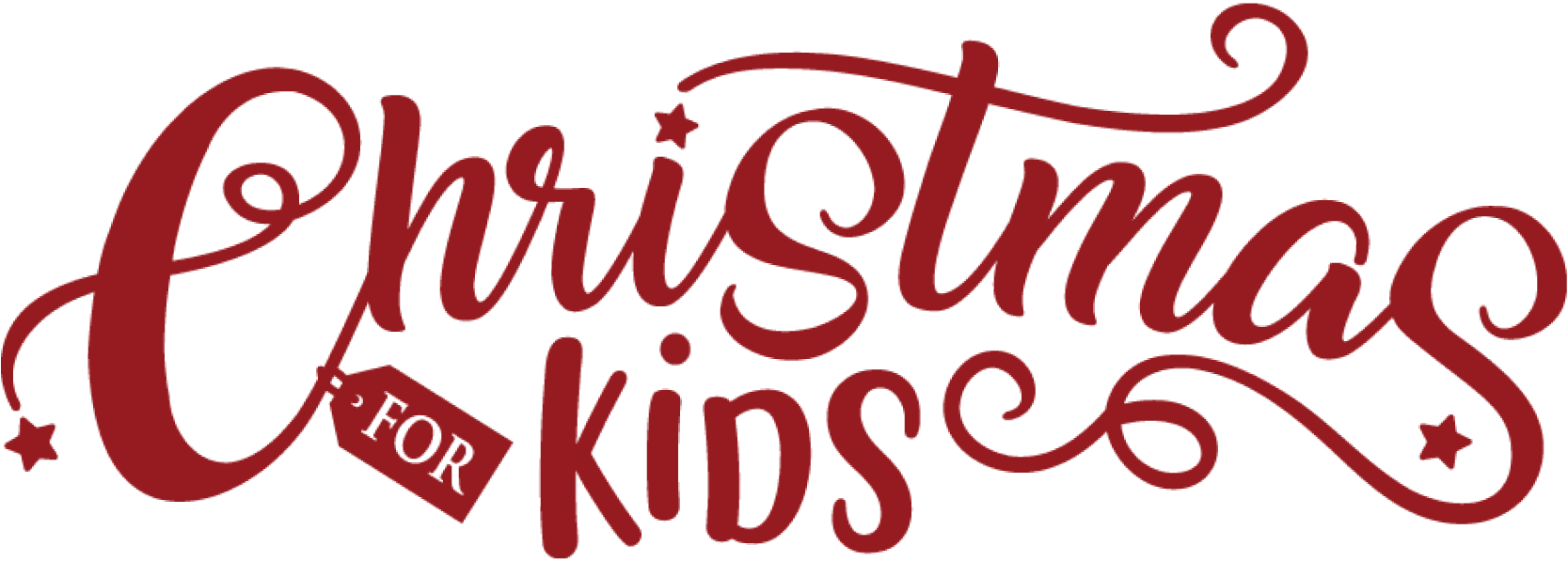A red christmas for kids logo on a white background.