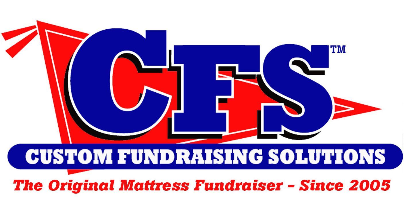 A logo for cfs custom fundraising solutions the original mattress fundraiser since 2005