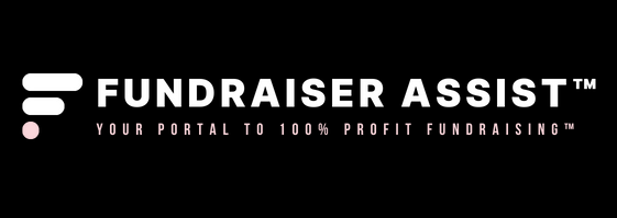 The fundraiser assist logo is on a black background