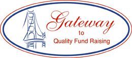 Logo with an oval frame. The words Gateway to Quality Fund Raising are featured. A bridge is on the left.