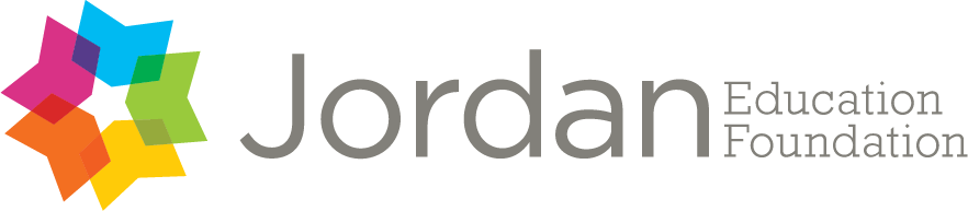 The logo for the jordan education foundation has a colorful star on it.