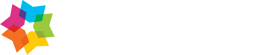 A colorful star on a white background with a rainbow of colors.