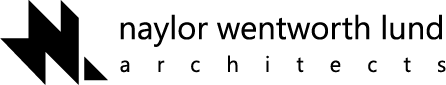 A black and white logo for naylor wentworth lund architects