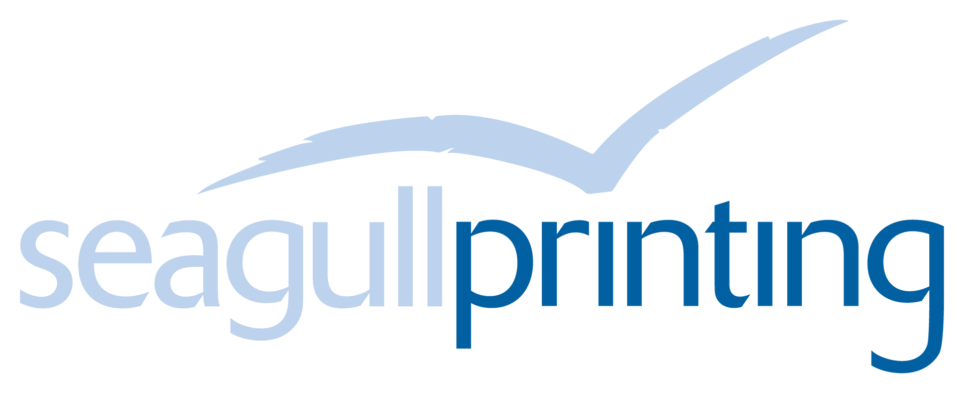 The logo for seagull printing has a bird on it.