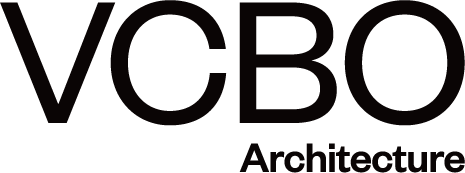 The logo for vcbo architecture is black and white.