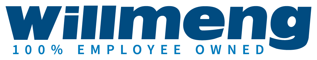 A logo for willmeng 100 % employee owned