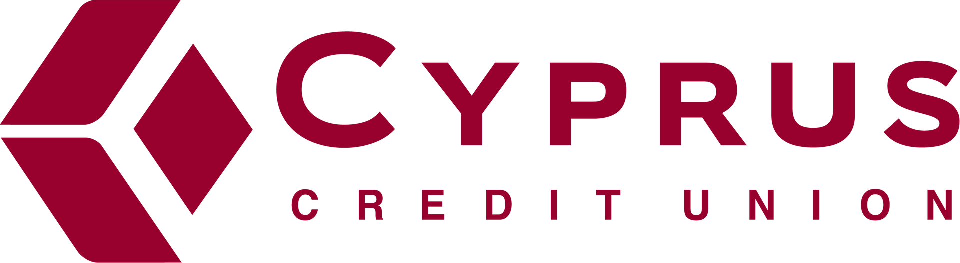 The logo for cyprus credit union is red and white