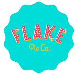 A logo for a pie company called flake pie co.