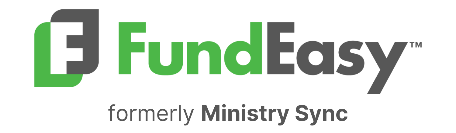 A logo for fundeasy formerly ministry sync