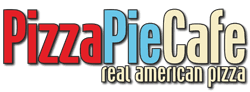 The logo for pizza pie cafe real american pizza