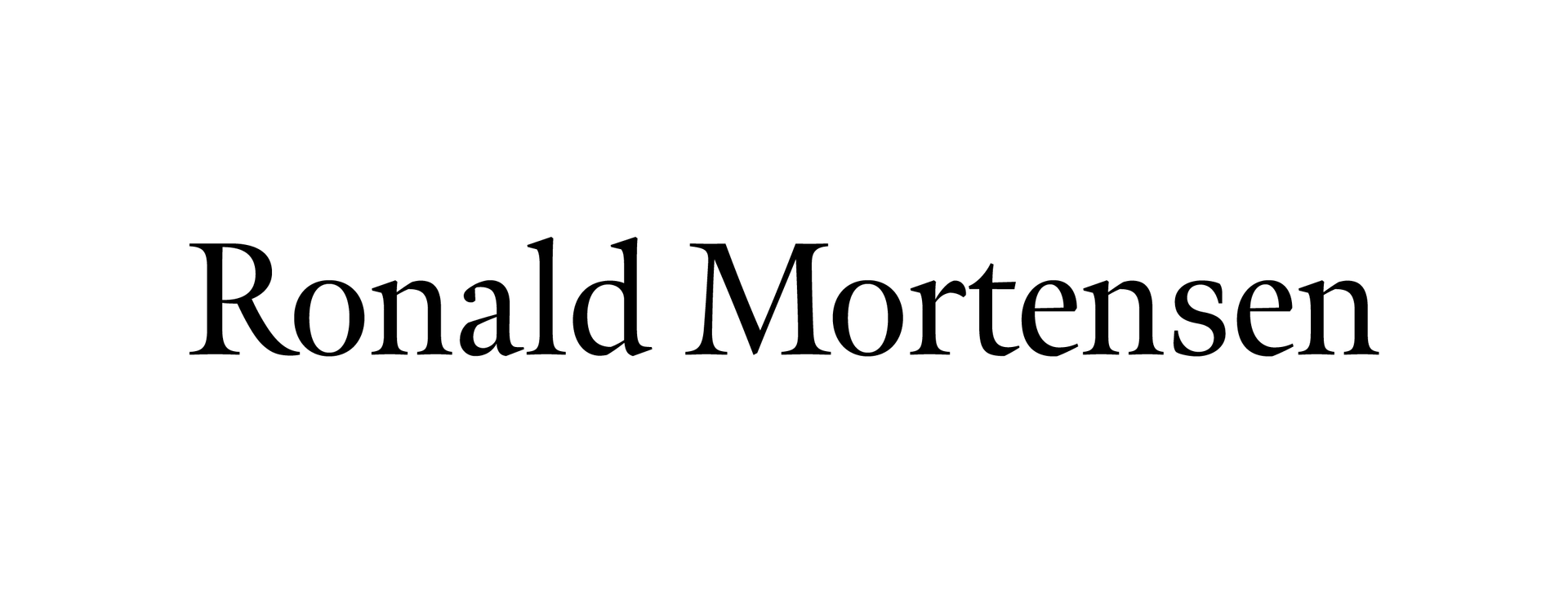 A black and white logo for ronald mortensen on a white background.