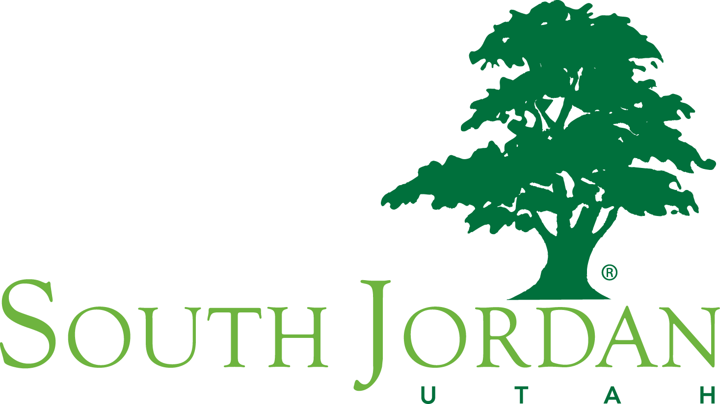 The logo for south jordan utah has a tree on it