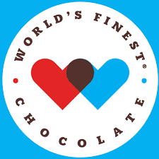 A logo for world 's finest chocolate with two hearts