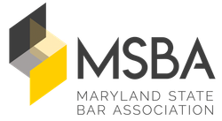 MSBA logo: Abstract yellow and gray geometric shape, with "MSBA" text and "Maryland State Bar Association."