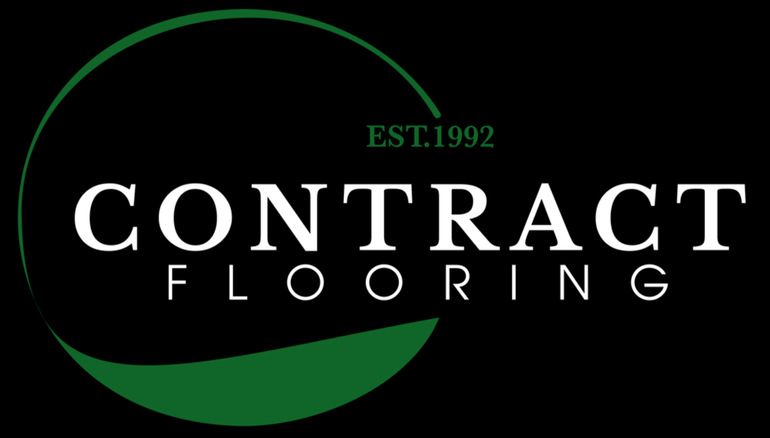 The logo for contract flooring carpet , vinyl , hardwood.