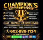 Logo: Gold crown over a semi-truck carrying an excavator, with the word 