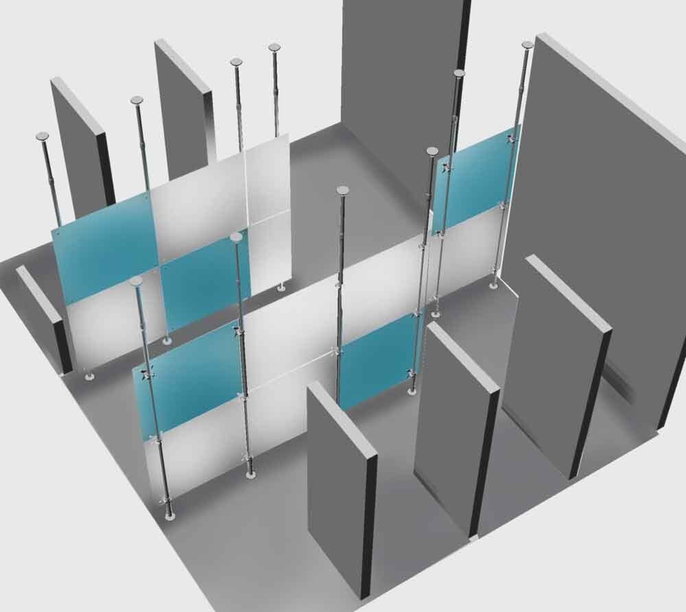 Divisori fissi a soffitto composizione bianco blu